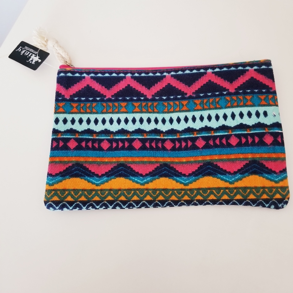 Tribal Boho Print Makeup Or Travel Bag New